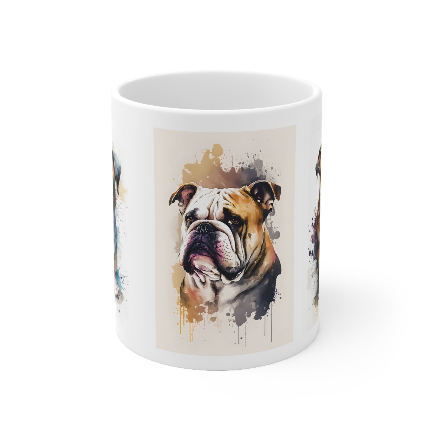 Watercolor Bulldog Ceramic Mug 11oz