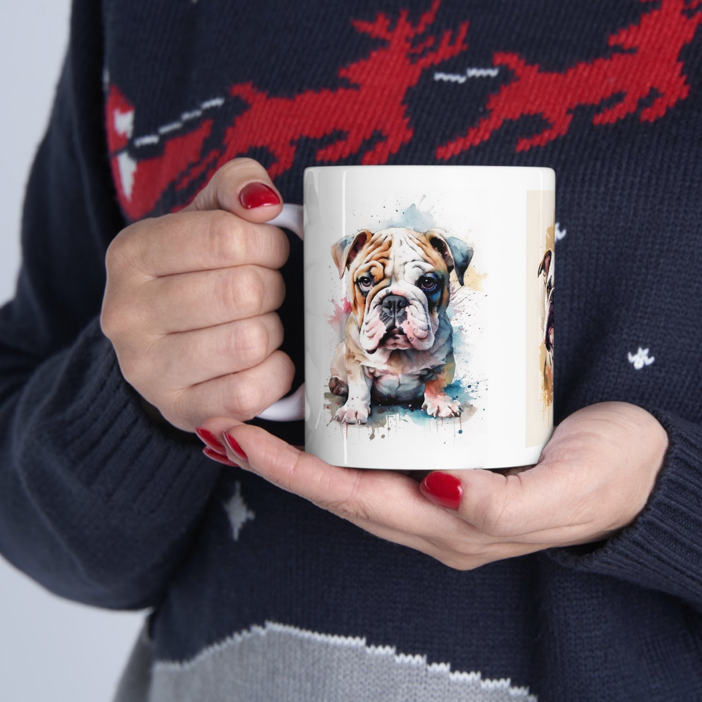 Watercolor Bulldog Ceramic Mug 11oz