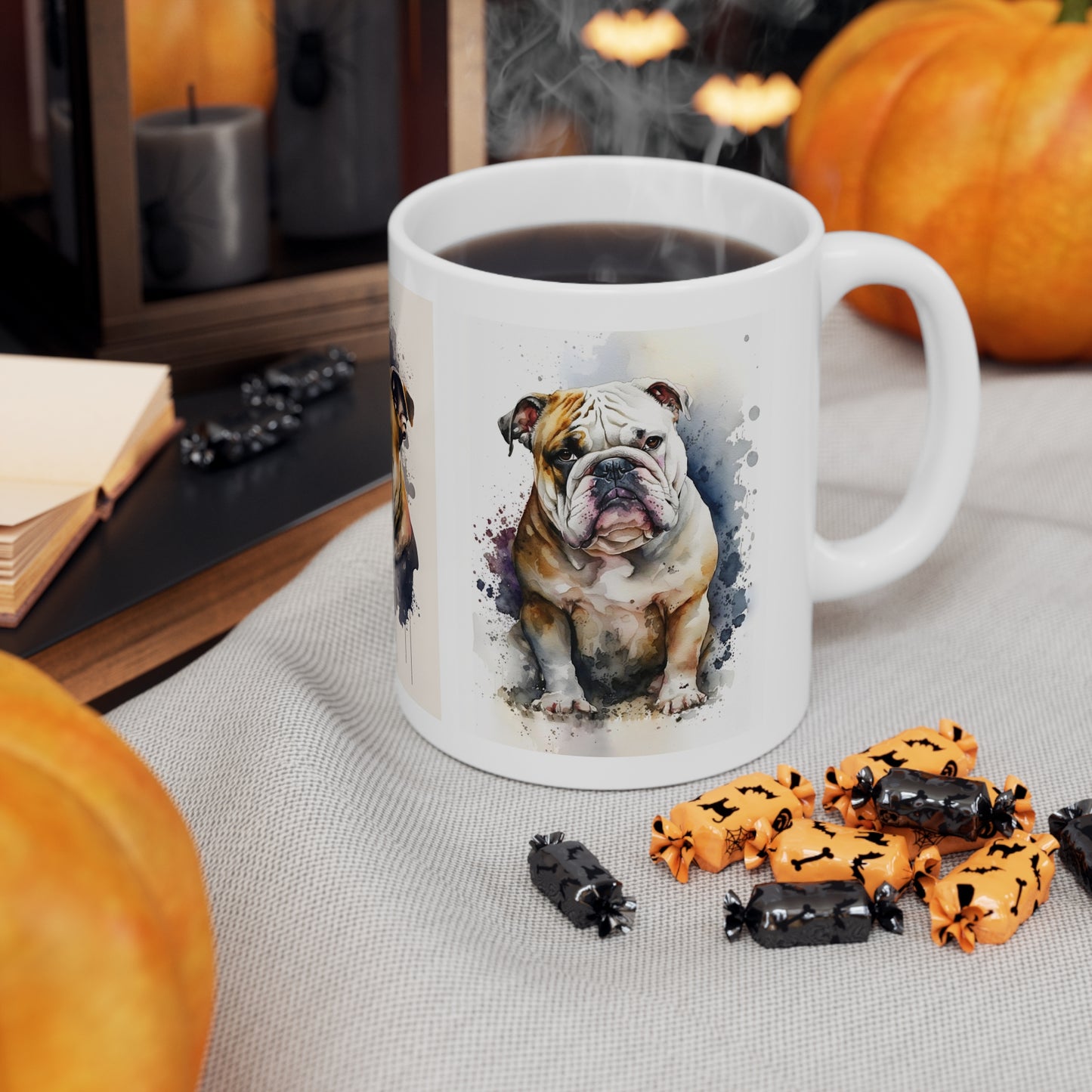 Watercolor Bulldog Ceramic Mug 11oz