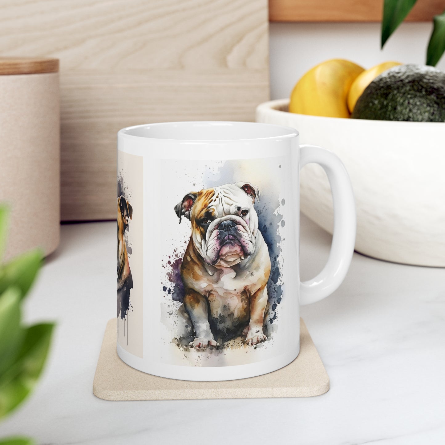 Watercolor Bulldog Ceramic Mug 11oz