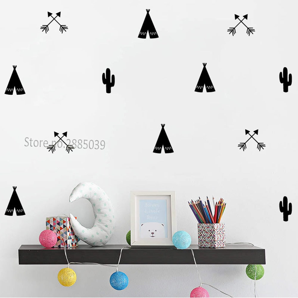 46pcs/set Teepee Tent Arrow DIY Decals Strong Self