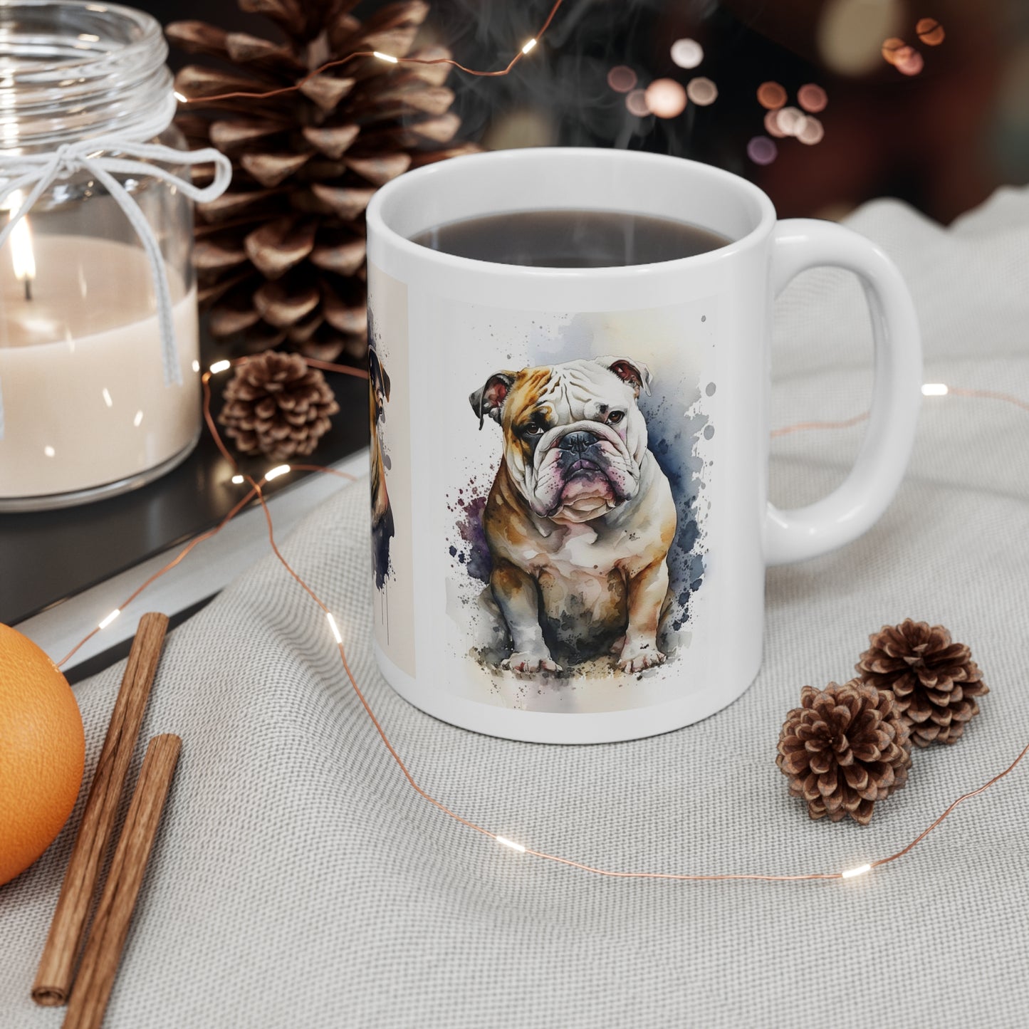 Watercolor Bulldog Ceramic Mug 11oz